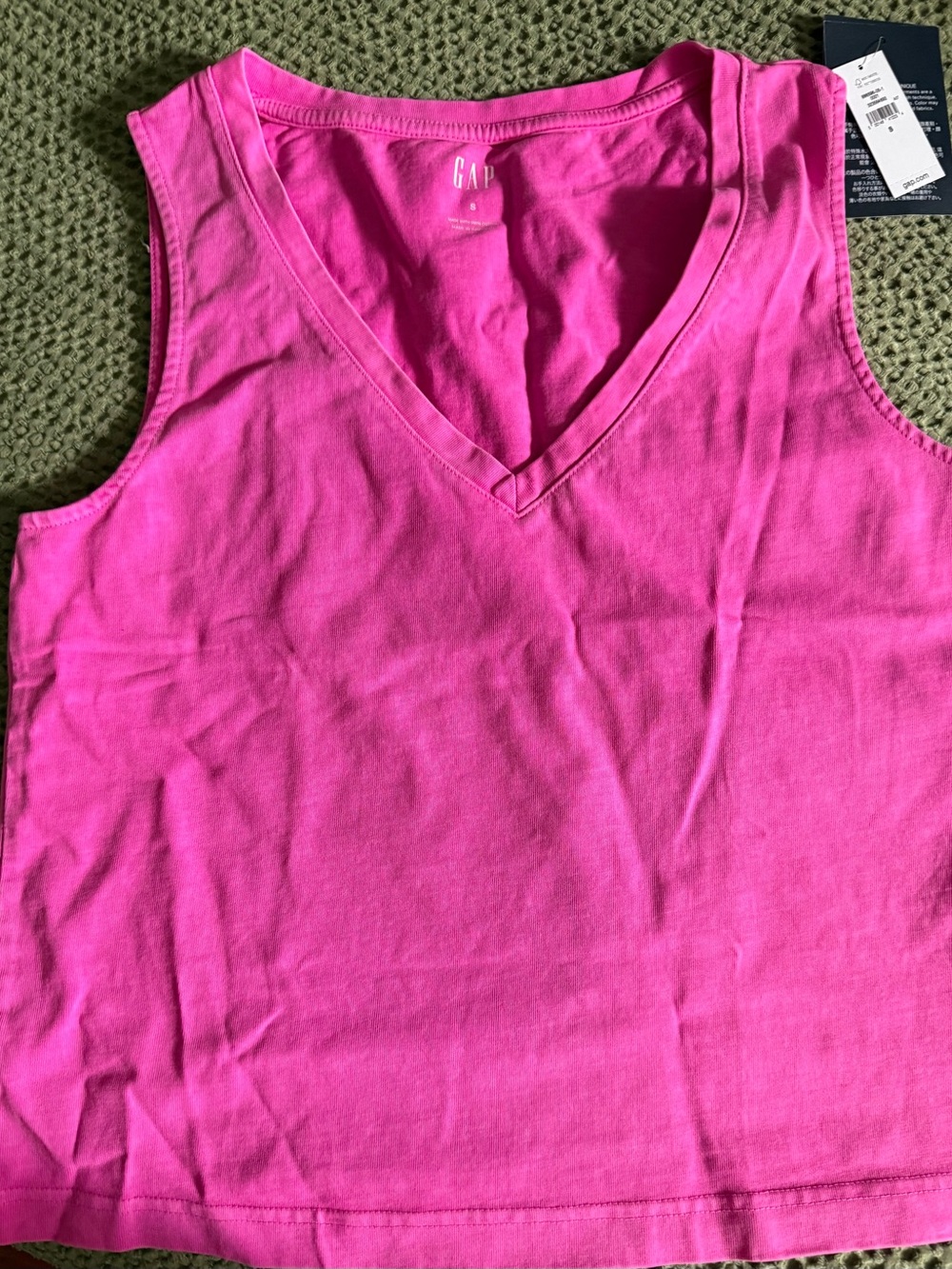 GAP Women's V-Neck Tank Top - Bright Pink